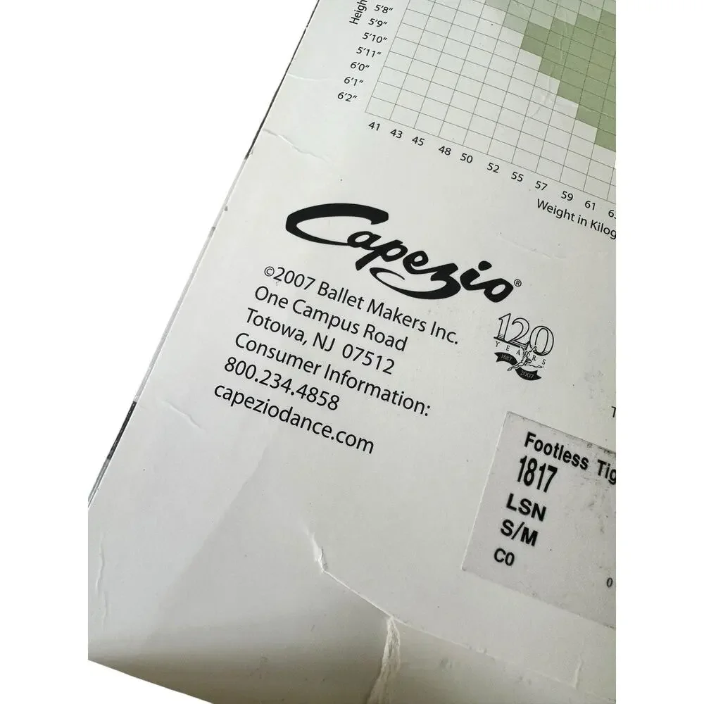 Capezio #1817 Women's Ultra Soft Tights Footless Tan Size S/M Small Medium New